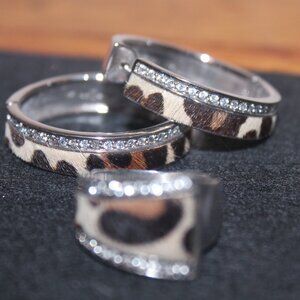 $1990 MCL By Matthew Campbell Laurenza 925 Havana Leopard Earrings & Ring RARE